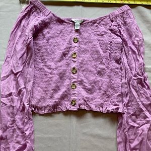 Crop Top by Arizona Light Purple Peasant